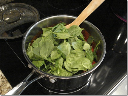 toss spinach on top